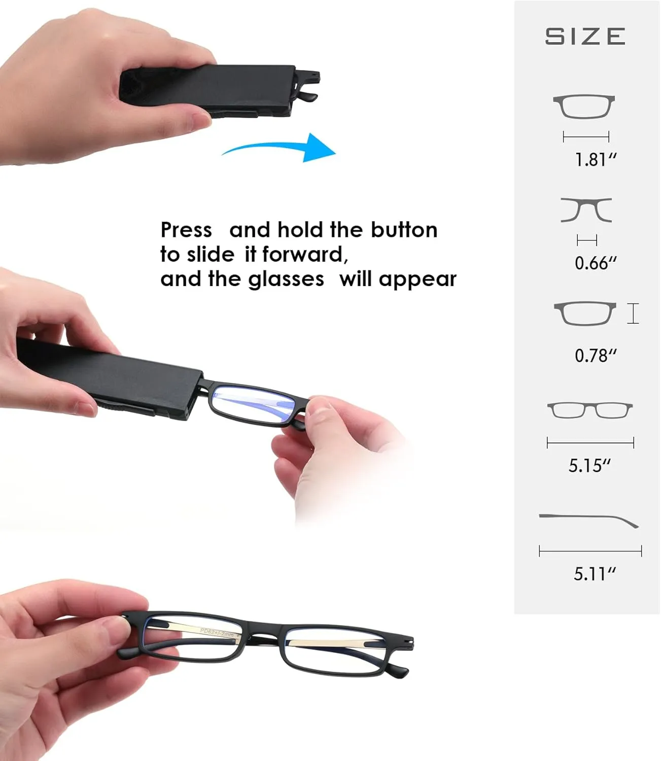 Ultra thin Lightweight Folding Reading Glasses Women Men TR90 Blue Light Blocking Anti UV/Eyestrain Foldable Compact Computer Readers Portable Unique Stretchable Slim Flat case Clear  1.0