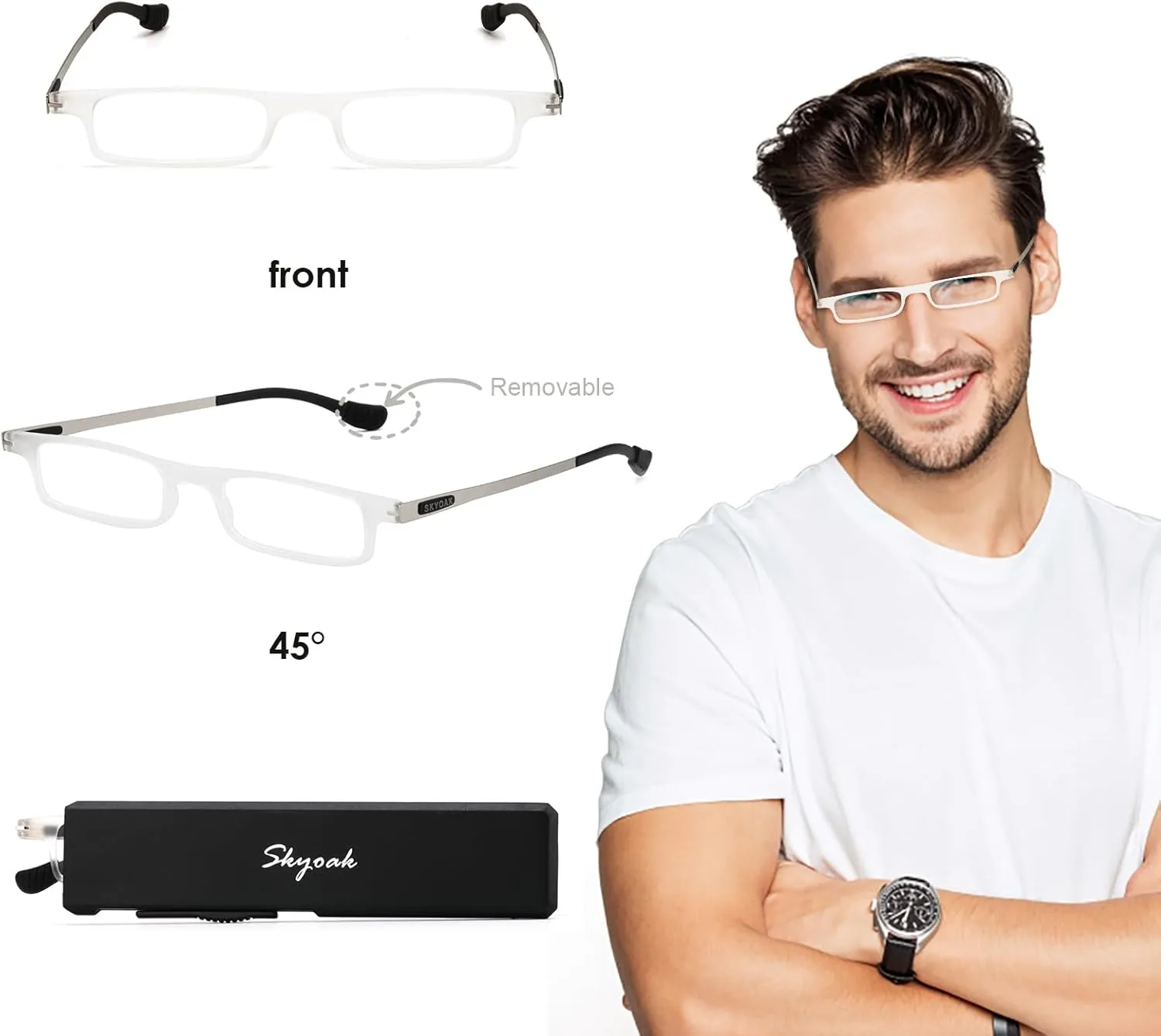 Ultra thin Lightweight Folding Reading Glasses Women Men TR90 Blue Light Blocking Anti UV/Eyestrain Foldable Compact Computer Readers Portable Unique Stretchable Slim Flat case Clear  1.0