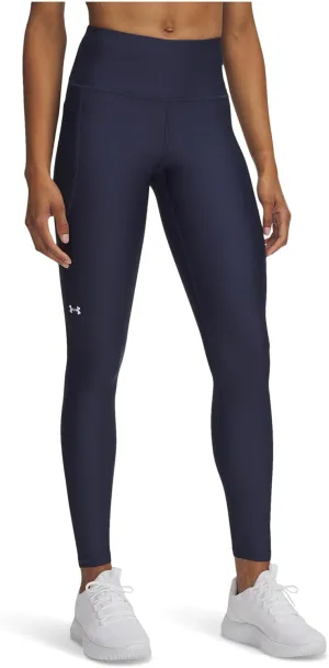 Under Armour Women's HeatGear Armour High No-Slip Waistband Pocketed Leggings, (403) Washed Navy / / White, X-Large Short