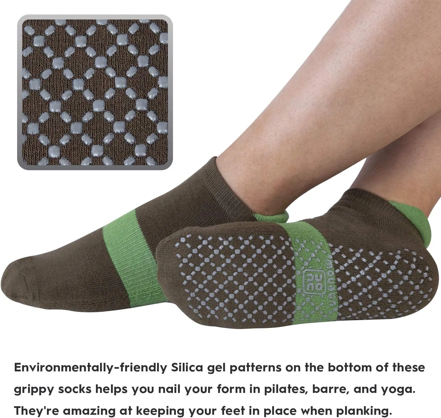 unenow Unisex Non Slip Grip Socks with Cushion for Yoga Pilates Barre Home & Hospital