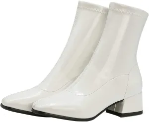 UniqueStride Suede Flat Ankle Boots for Women Pointed Toe Stretch Low Heel Slip On booties