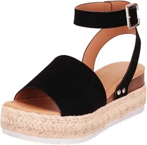 UOQAPRE Sandals for Women Platform Wedge Open Toe Low Heel Beach Womens Sandals Flats Heel Ankle Chelsea Dress Shoes