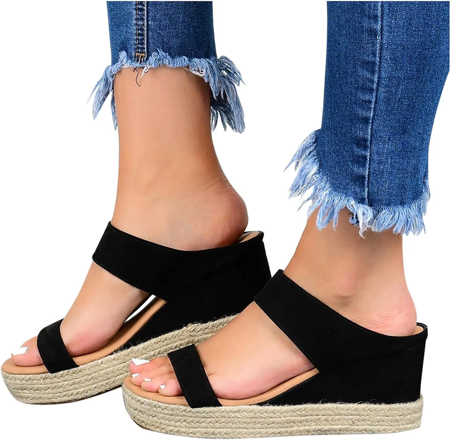 UOQAPRE Sandals for Women Platform Wedge Open Toe Low Heel Beach Womens Sandals Flats Heel Ankle Chelsea Dress Shoes