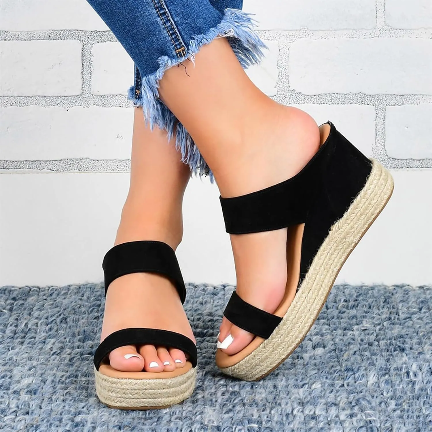 UOQAPRE Sandals for Women Platform Wedge Open Toe Low Heel Beach Womens Sandals Flats Heel Ankle Chelsea Dress Shoes