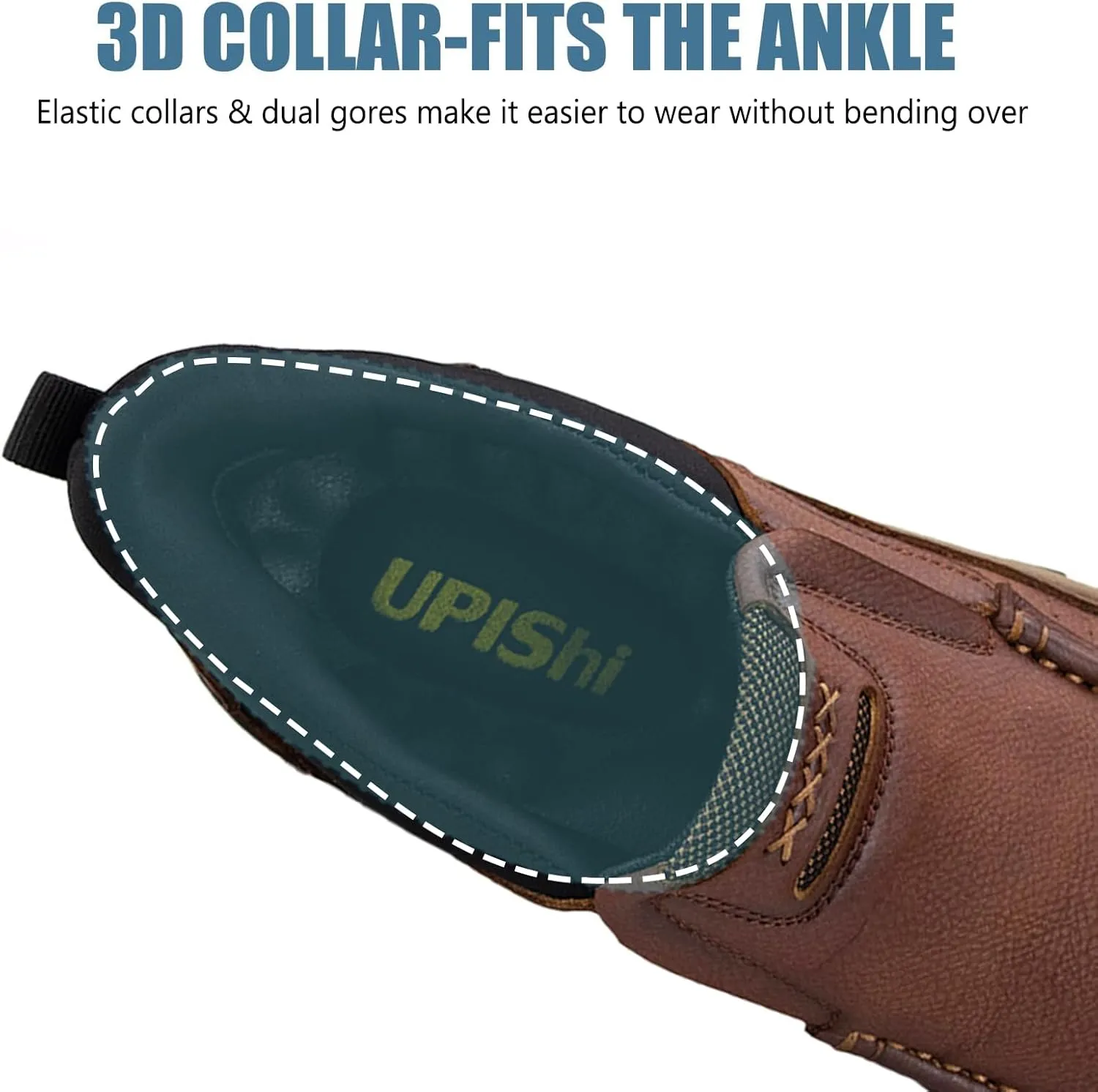 UPIShi Men's Hands Free Slip On Walking Leather Loafers Slip-ins Work Office Dress Casual Outdoor Lightweight Cushioning Shoes