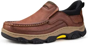 UPIShi Men's Hands Free Slip On Walking Leather Loafers Slip-ins Work Office Dress Casual Outdoor Lightweight Cushioning Shoes