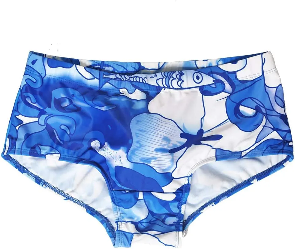 UXH New Men Swimwear Boxer Beach Shorts suilt Men's Boxer Surfing Swim Pants Stretch Swimming Trunks