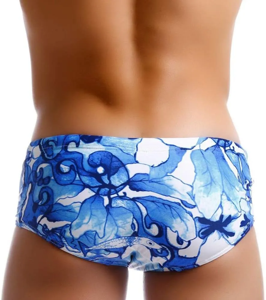 UXH New Men Swimwear Boxer Beach Shorts suilt Men's Boxer Surfing Swim Pants Stretch Swimming Trunks