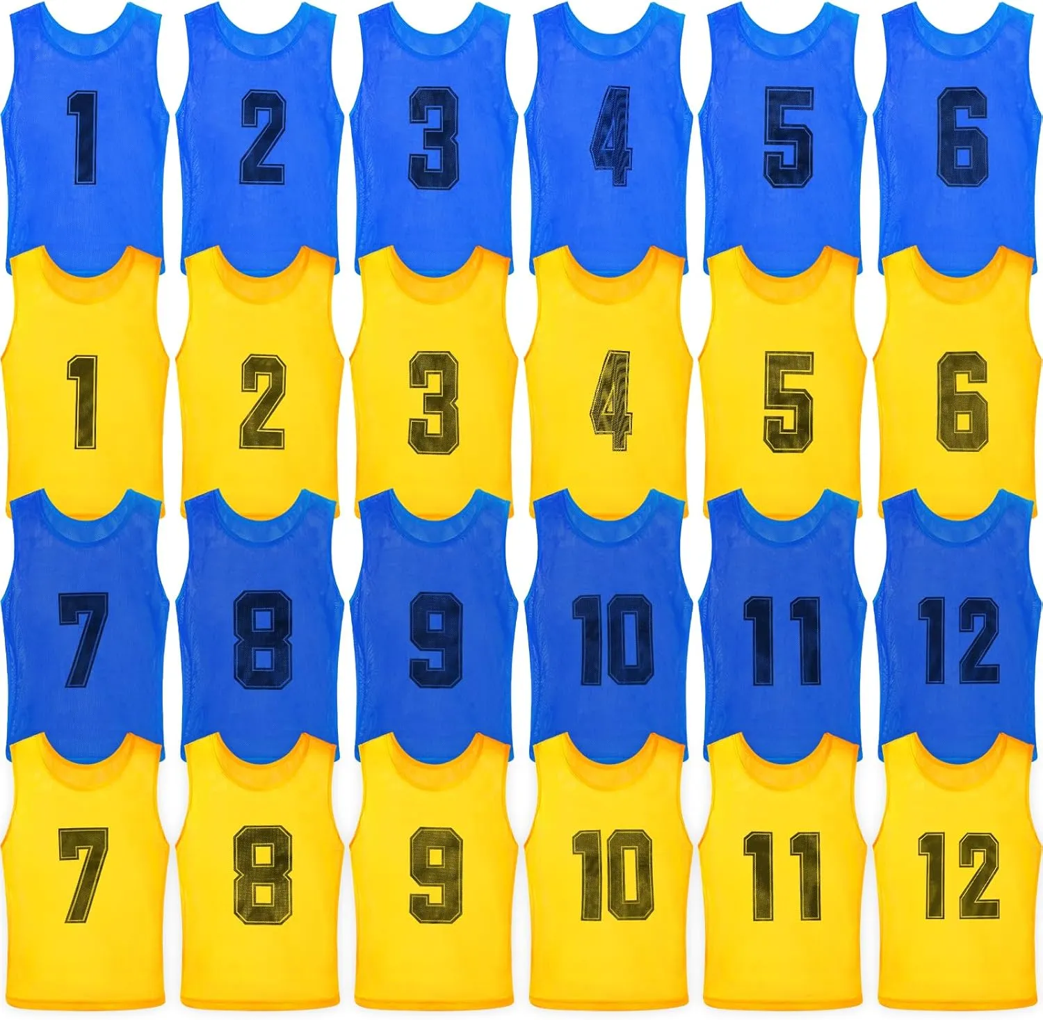 Vabean 24 Pack Nylon Mesh Scrimmage Team Practice Vests Pinnies Jerseys Train Vest for Adult Sport Basketball Soccer Football