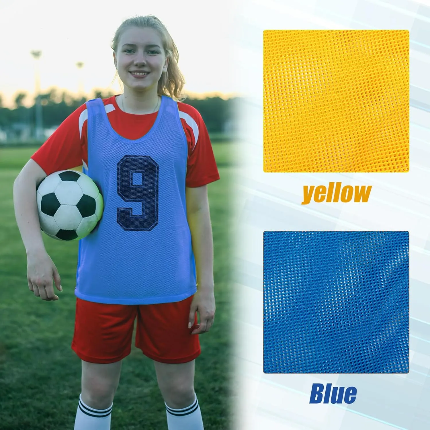 Vabean 24 Pack Nylon Mesh Scrimmage Team Practice Vests Pinnies Jerseys Train Vest for Adult Sport Basketball Soccer Football