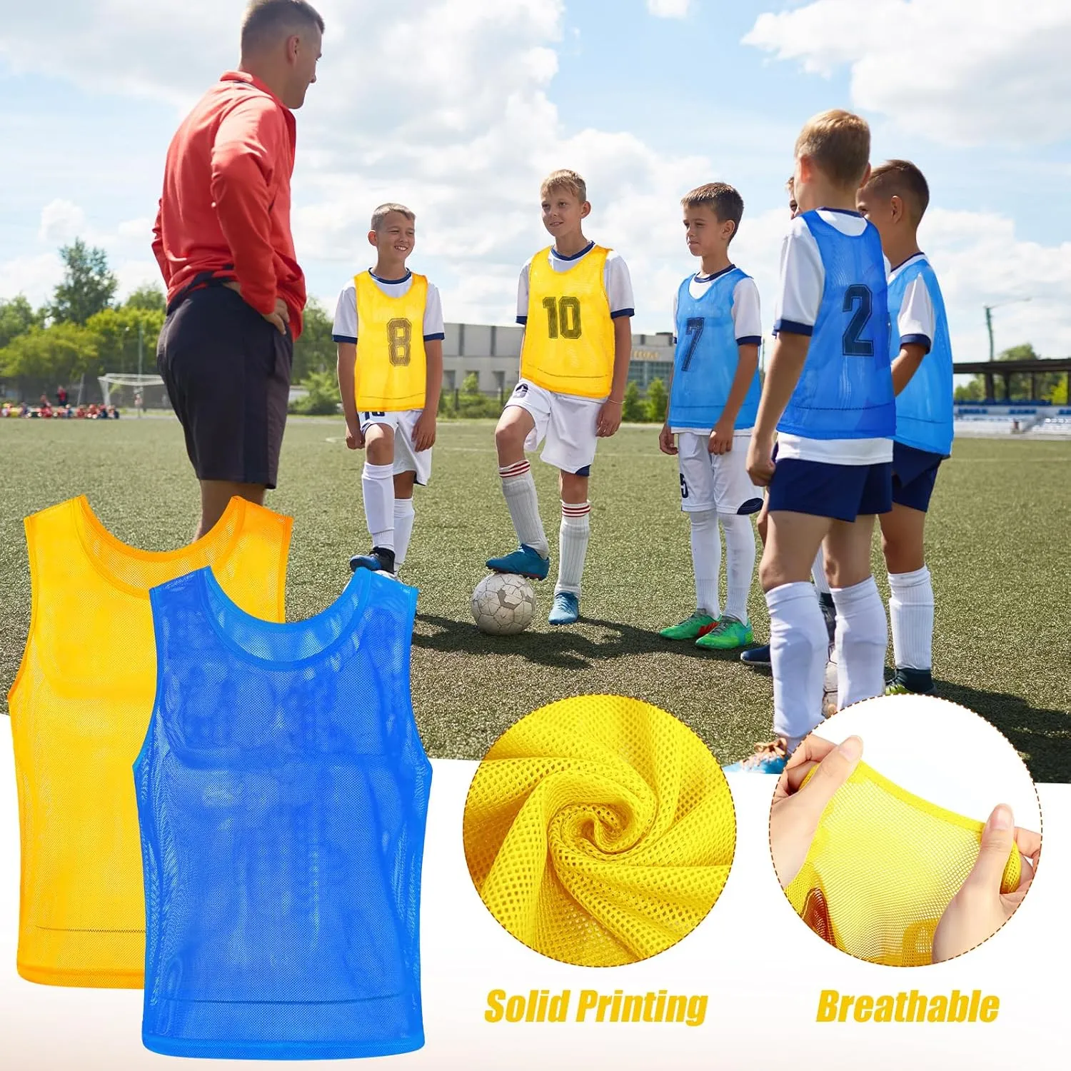 Vabean 24 Pack Nylon Mesh Scrimmage Team Practice Vests Pinnies Jerseys Train Vest for Adult Sport Basketball Soccer Football
