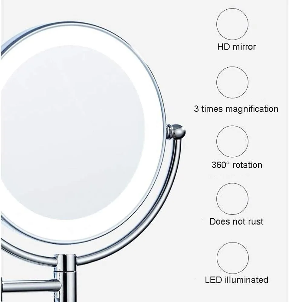 Vanity Mirror,Makeup Mirror Vanity Mirror Makeup Mirror,Led Bathroom Folding Vanity Mirror with Light Wall-Mounted Beauty Mirror for Bathroom Hotels Cosmetic Mirror