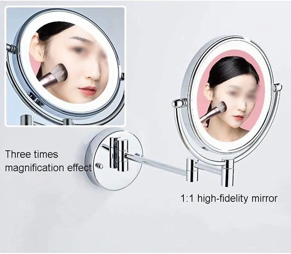 Vanity Mirror,Makeup Mirror Vanity Mirror Makeup Mirror,Led Bathroom Folding Vanity Mirror with Light Wall-Mounted Beauty Mirror for Bathroom Hotels Cosmetic Mirror