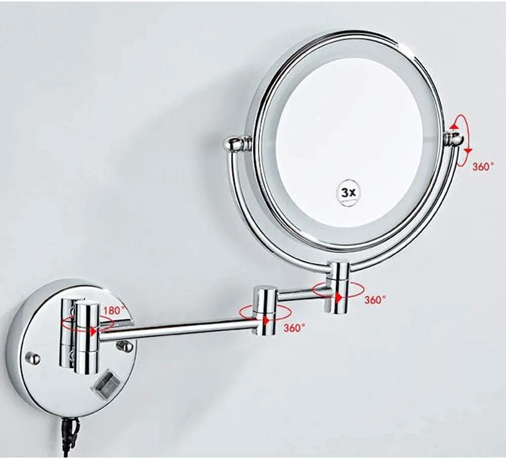 Vanity Mirror,Makeup Mirror Vanity Mirror Makeup Mirror,Led Bathroom Folding Vanity Mirror with Light Wall-Mounted Beauty Mirror for Bathroom Hotels Cosmetic Mirror