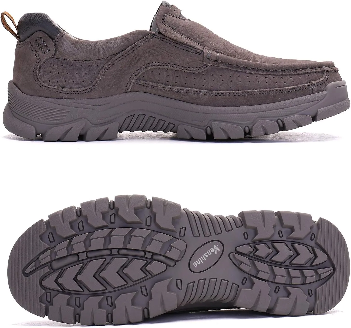 Venshine Mens Walking Shoes Leather Lightweight Breathable Casual Slip On Loafers