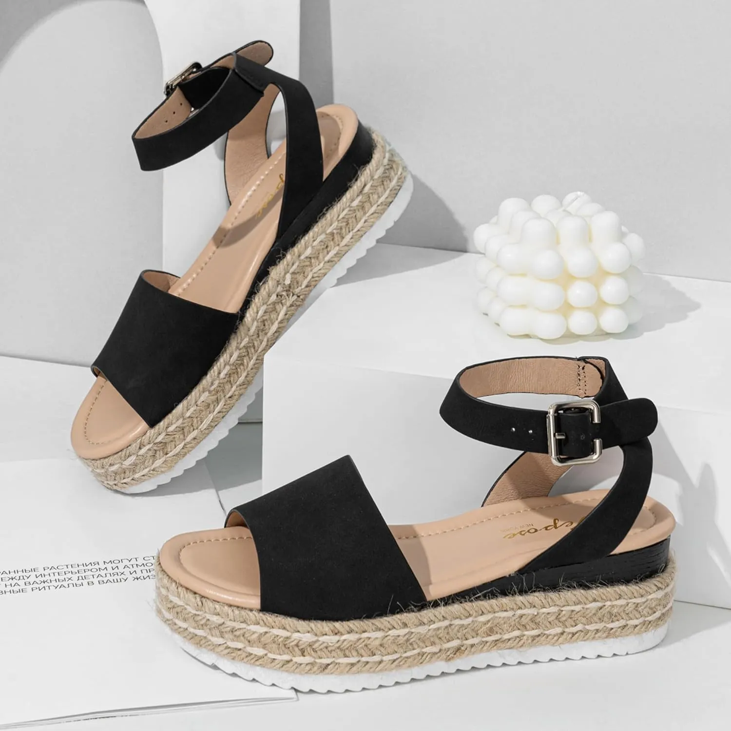 Vepose Women's 400A Platform Wedge Sandals, Summer Espadrilles Sandals with Ankle Strap