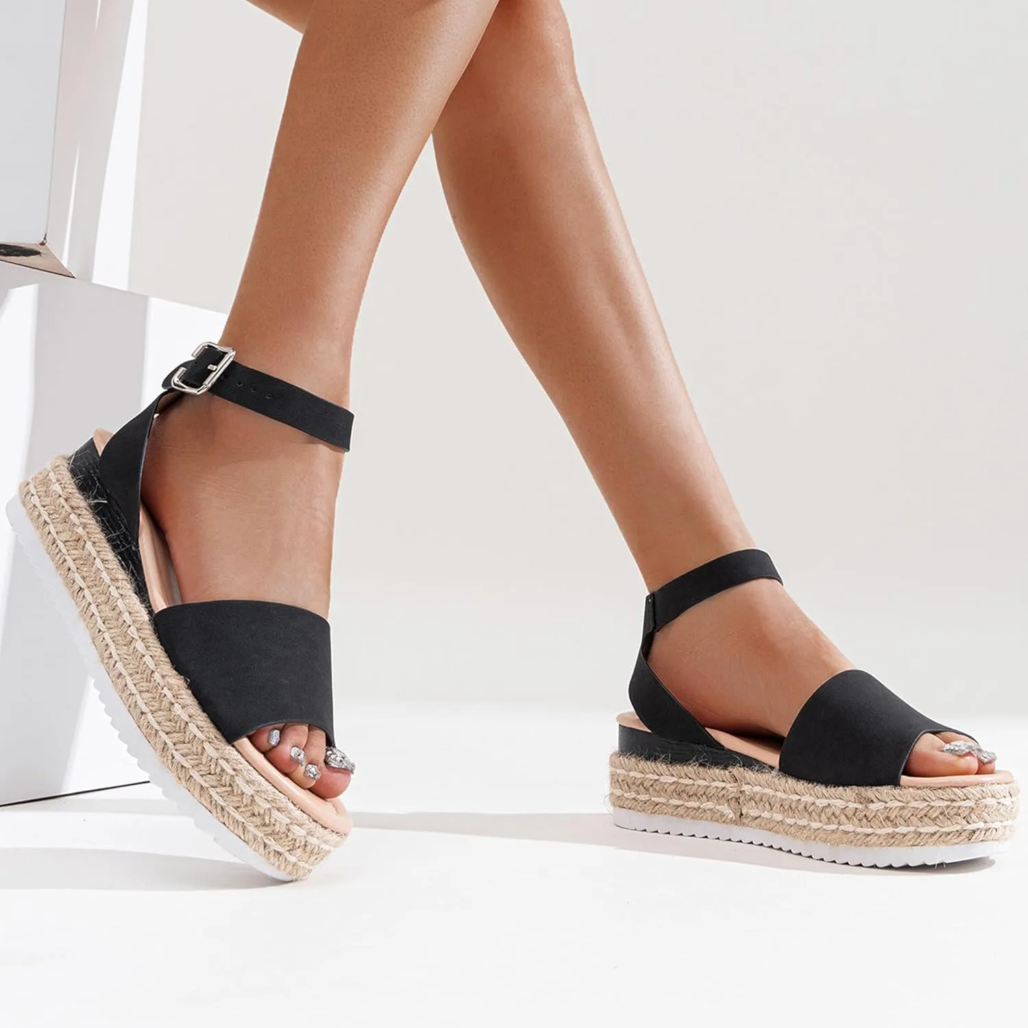 Vepose Women's 400A Platform Wedge Sandals, Summer Espadrilles Sandals with Ankle Strap