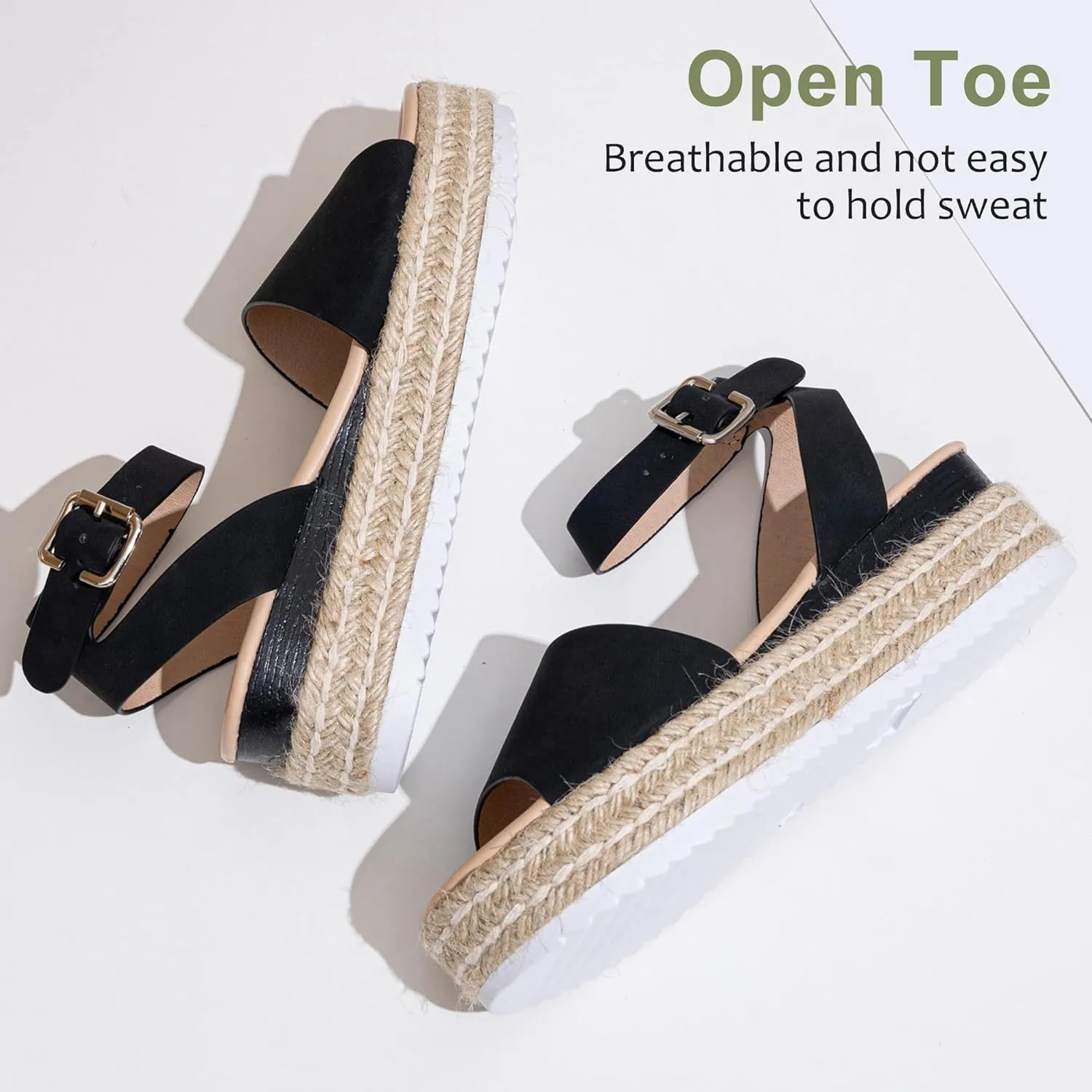 Vepose Women's 400A Platform Wedge Sandals, Summer Espadrilles Sandals with Ankle Strap