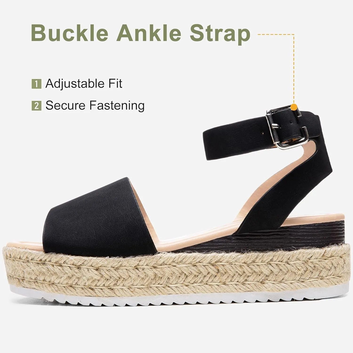 Vepose Women's 400A Platform Wedge Sandals, Summer Espadrilles Sandals with Ankle Strap