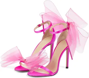 Vertundy Women's Bow Stiletto High Heeled Sandals Dress Wedding Party Shoes For Ladies