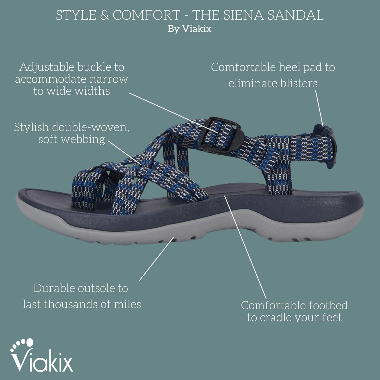 Viakix Womens Walking Sandals: Cute Stylish Comfy Athletic Sport Outdoor Hiking Sandal for Trekking Water Outdoor Beach With Arch Support for Womens Ladies
