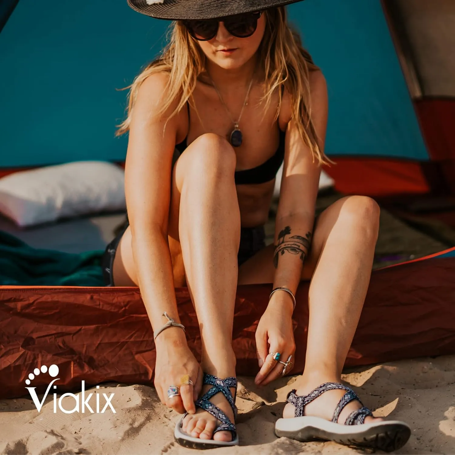 Viakix Womens Walking Sandals: Cute Stylish Comfy Athletic Sport Outdoor Hiking Sandal for Trekking Water Outdoor Beach With Arch Support for Womens Ladies