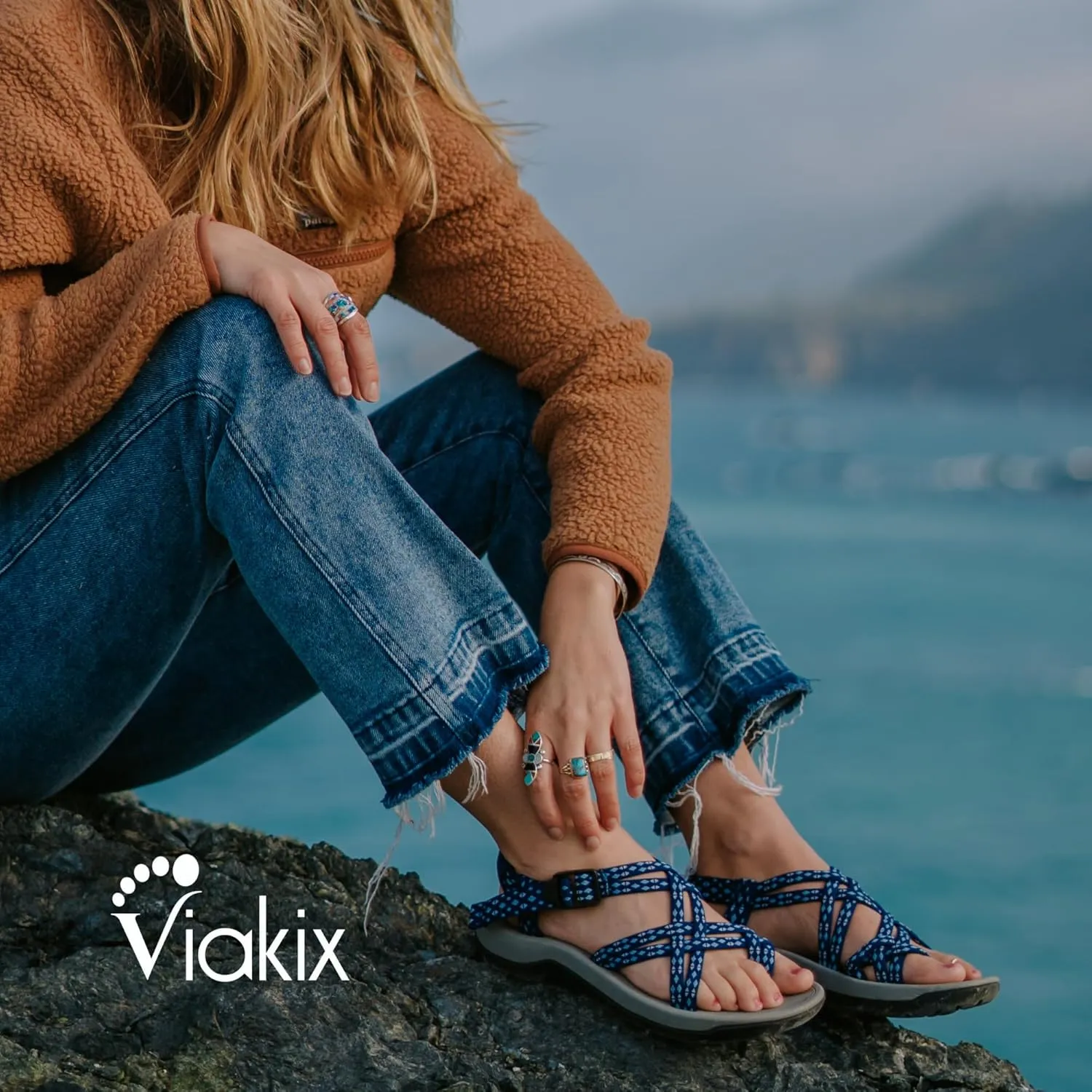 Viakix Womens Walking Sandals: Cute Stylish Comfy Athletic Sport Outdoor Hiking Sandal for Trekking Water Outdoor Beach With Arch Support for Womens Ladies