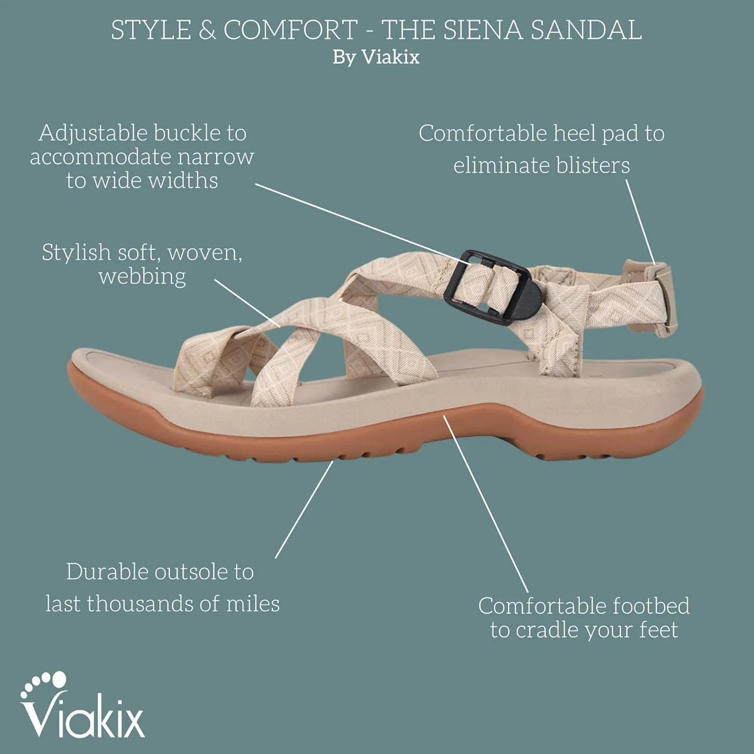 Viakix Womens Walking Sandals: Cute Stylish Comfy Athletic Sport Outdoor Hiking Sandal for Trekking Water Outdoor Beach With Arch Support for Womens Ladies