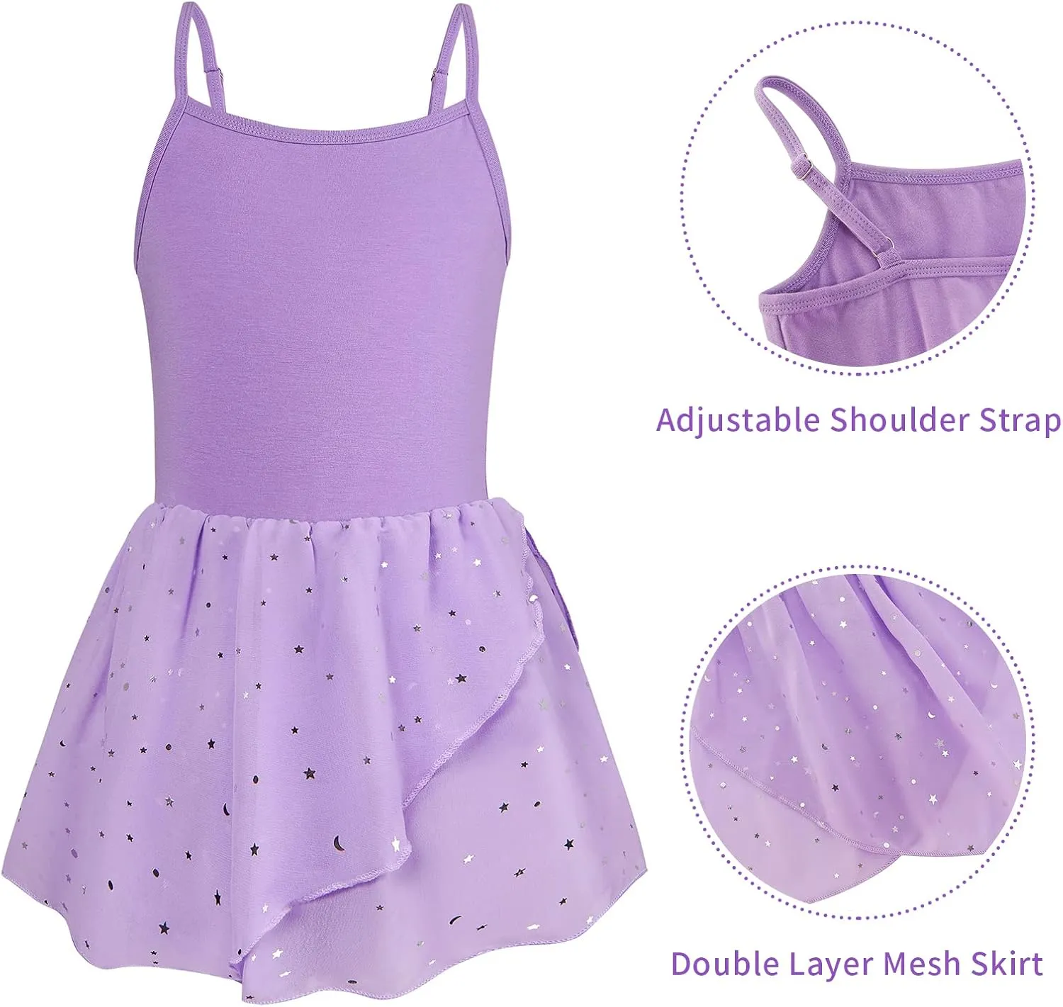 Vieille Toddler Girls Dance Leotards Hollow Back Ballet Leotard for Girls Camisole Dance Dress with Tutu Skirt 3-8T