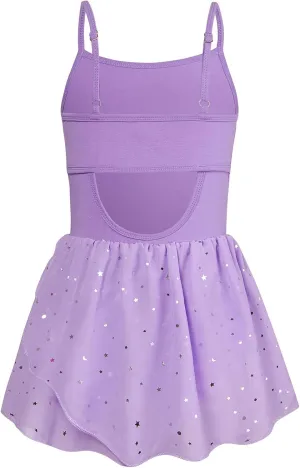 Vieille Toddler Girls Dance Leotards Hollow Back Ballet Leotard for Girls Camisole Dance Dress with Tutu Skirt 3-8T
