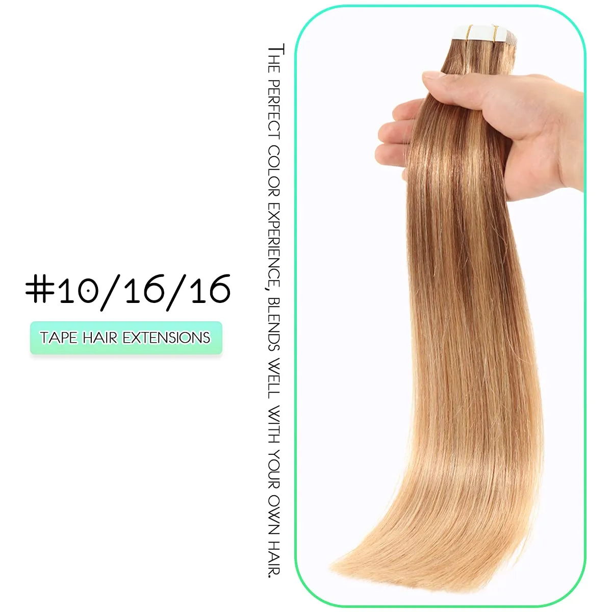 VINBAO Remy Hair Extensions Tape in Human Hair Chocolate Brown to Caramel Blonde Balayage Straight Skin Weft Remy Tape in Human Hair Extensions #10/16/16 20 Pcs 50g (14inch, #10/16/16)