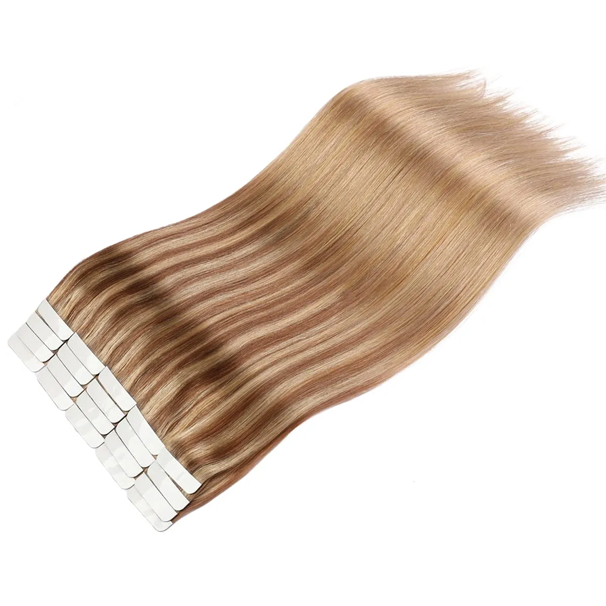 VINBAO Remy Hair Extensions Tape in Human Hair Chocolate Brown to Caramel Blonde Balayage Straight Skin Weft Remy Tape in Human Hair Extensions #10/16/16 20 Pcs 50g (14inch, #10/16/16)