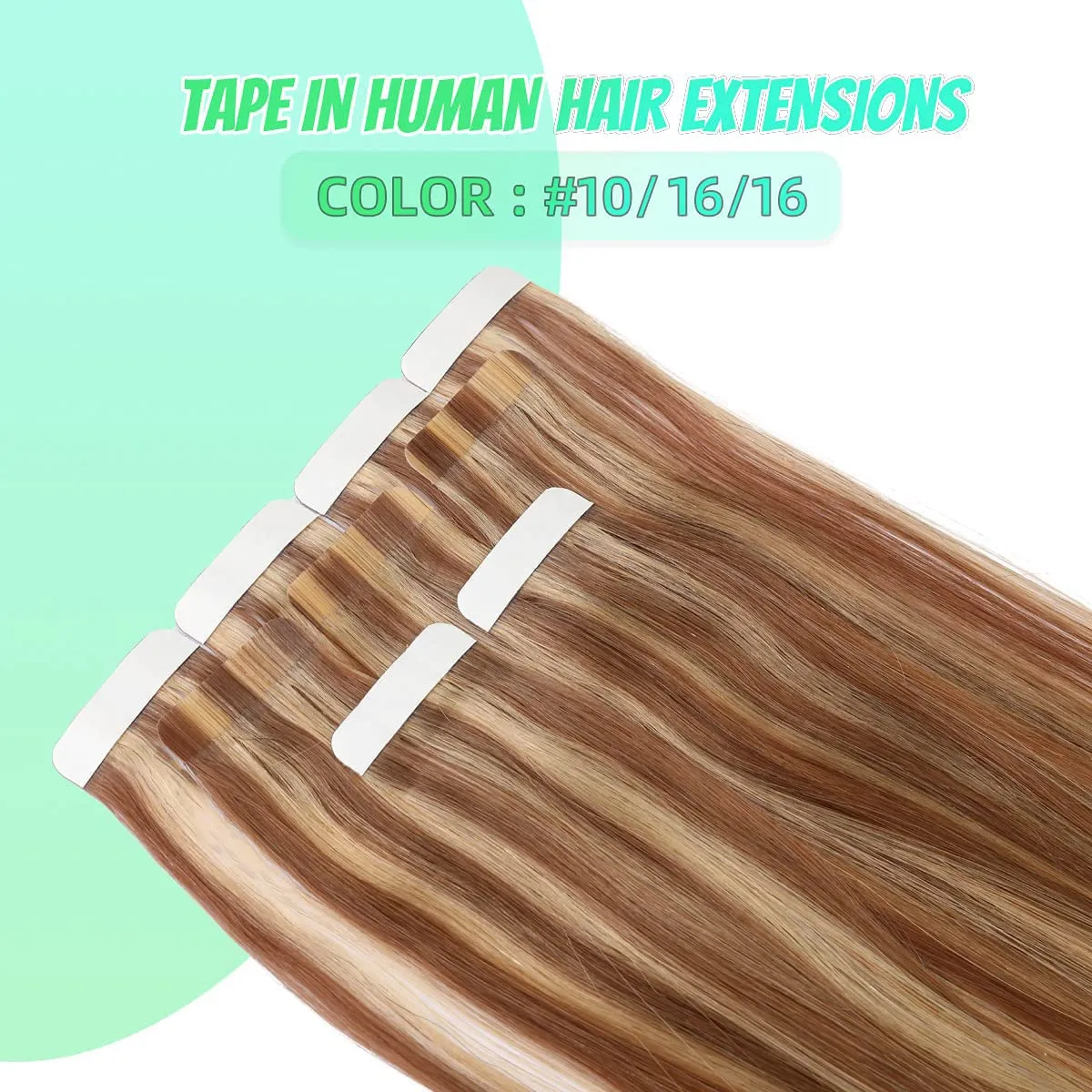 VINBAO Remy Hair Extensions Tape in Human Hair Chocolate Brown to Caramel Blonde Balayage Straight Skin Weft Remy Tape in Human Hair Extensions #10/16/16 20 Pcs 50g (14inch, #10/16/16)