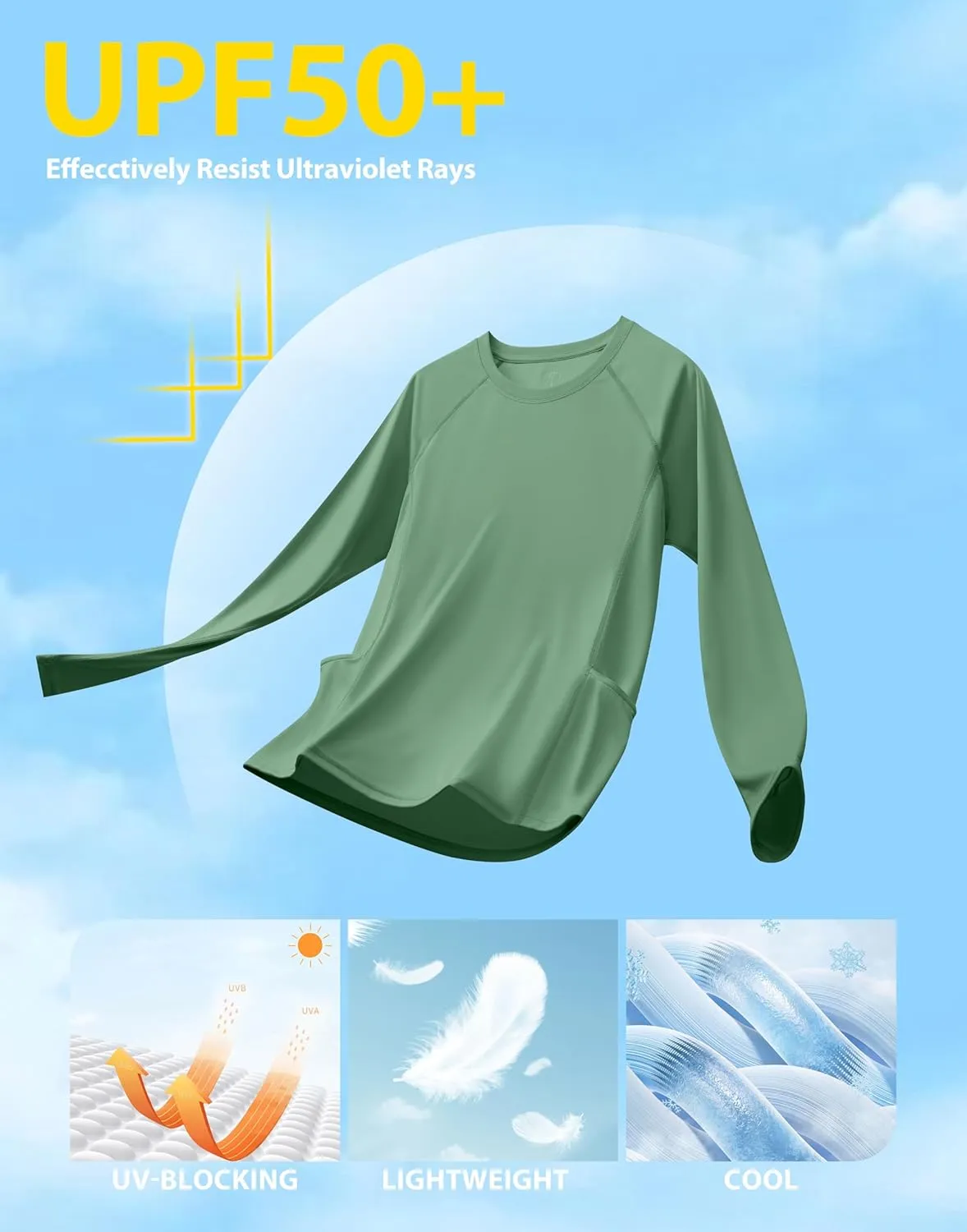 Viodia Rash Guard for Women UPF 50  SPF UV Long Sleeve Shirts Sun Protection Dri Fit Hiking Swim Shirt with Pockets