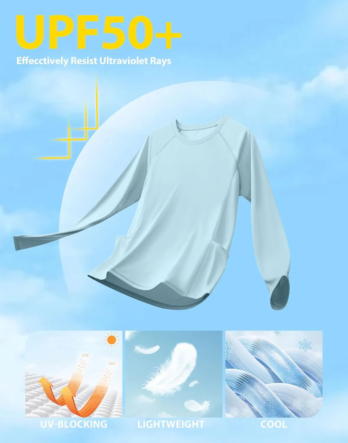 Viodia Rash Guard for Women UPF 50  SPF UV Long Sleeve Shirts Sun Protection Dri Fit Hiking Swim Shirt with Pockets