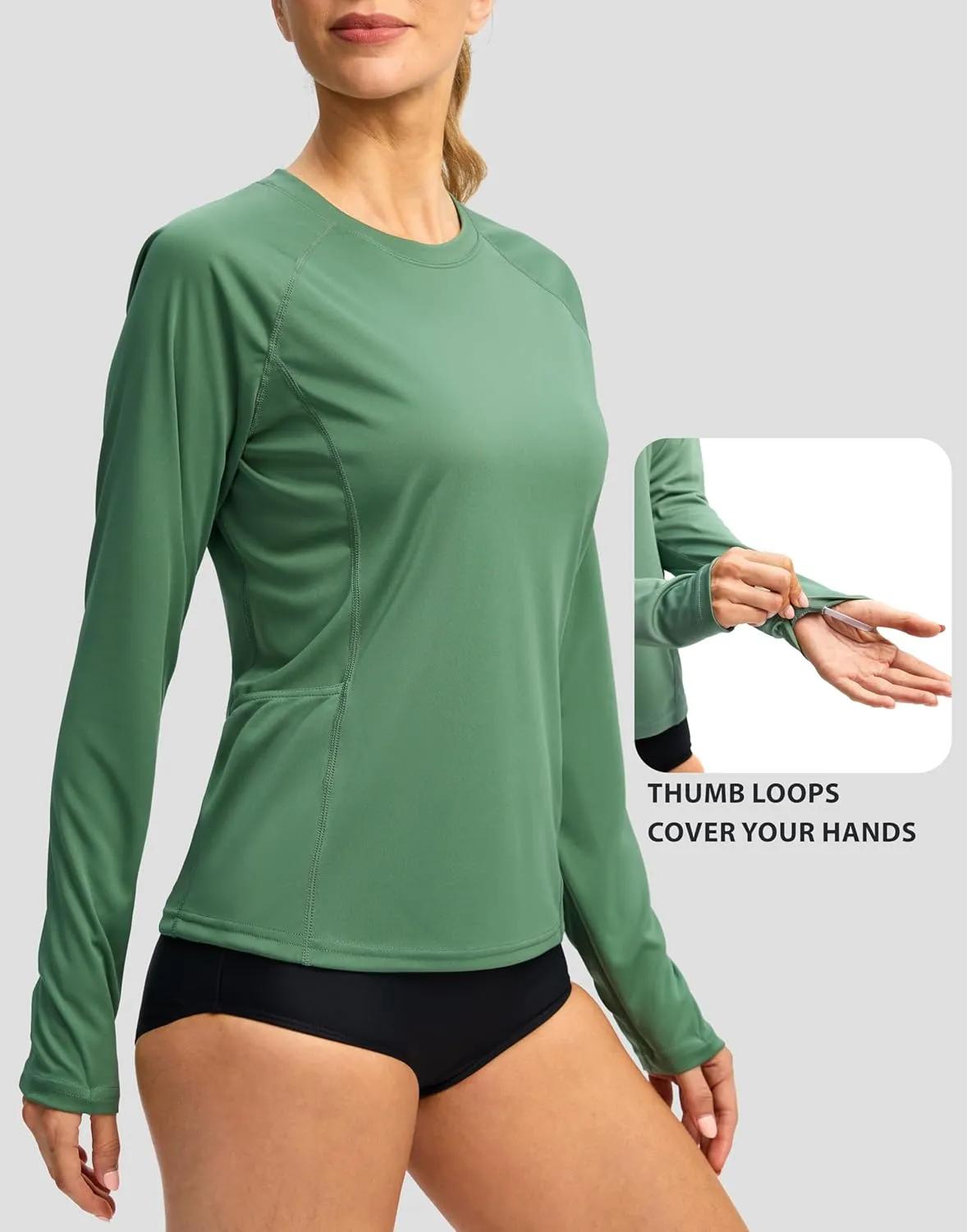 Viodia Rash Guard for Women UPF 50  SPF UV Long Sleeve Shirts Sun Protection Dri Fit Hiking Swim Shirt with Pockets