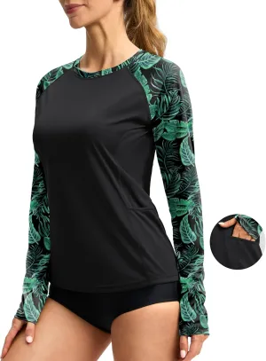 Viodia Rash Guard for Women UPF 50  SPF UV Long Sleeve Shirts Sun Protection Dri Fit Hiking Swim Shirt with Pockets
