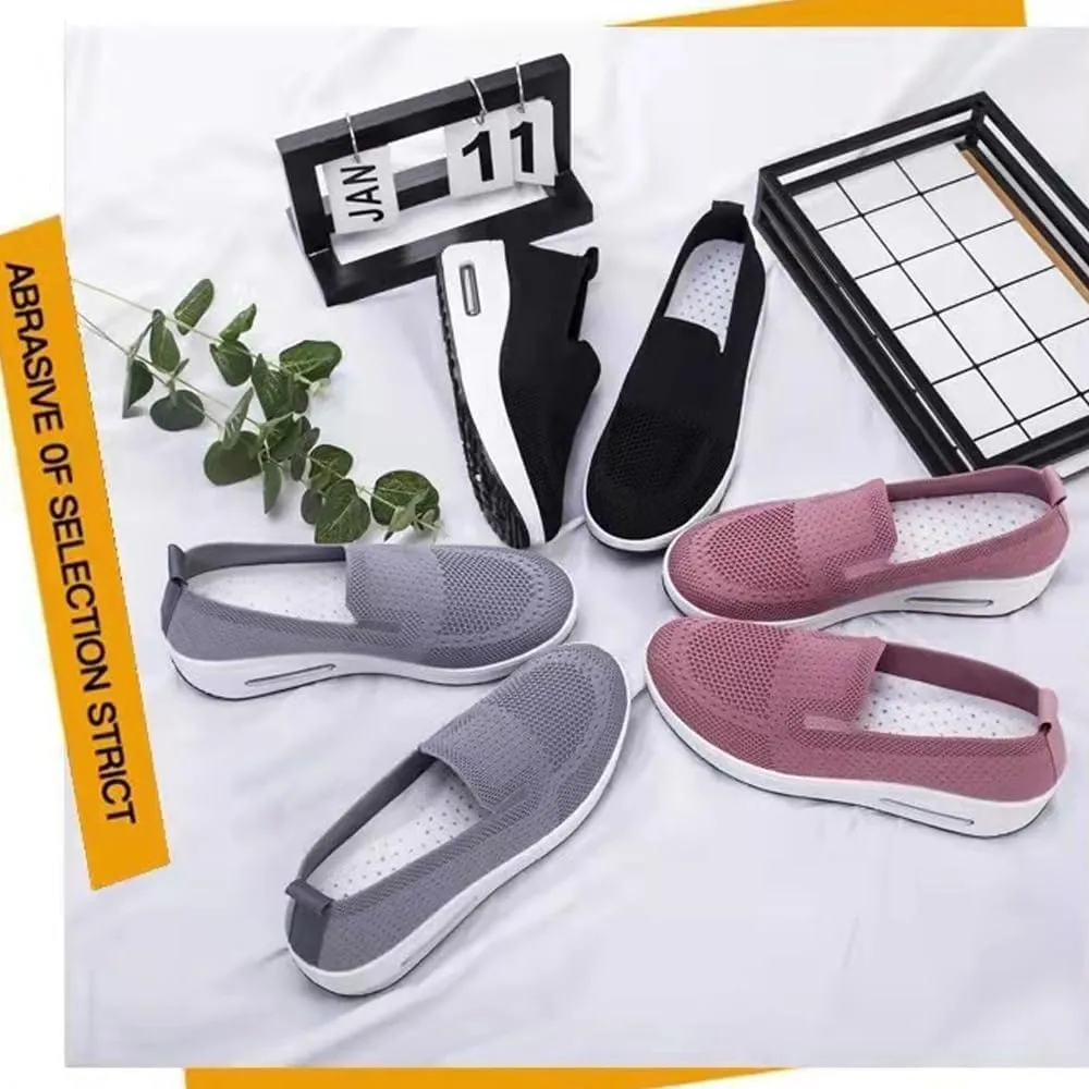 Vogany Shoes Orthopedic Sneakers Women, Women's Comfortable Breathable Knitted Sneakers, Slip on Breathable Mesh Platform Stretch Soft Shoes
