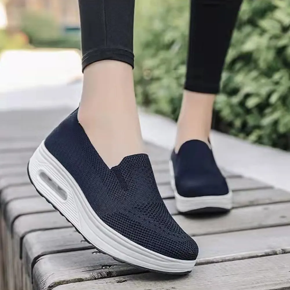 Vogany Shoes Orthopedic Sneakers Women, Women's Comfortable Breathable Knitted Sneakers, Slip on Breathable Mesh Platform Stretch Soft Shoes