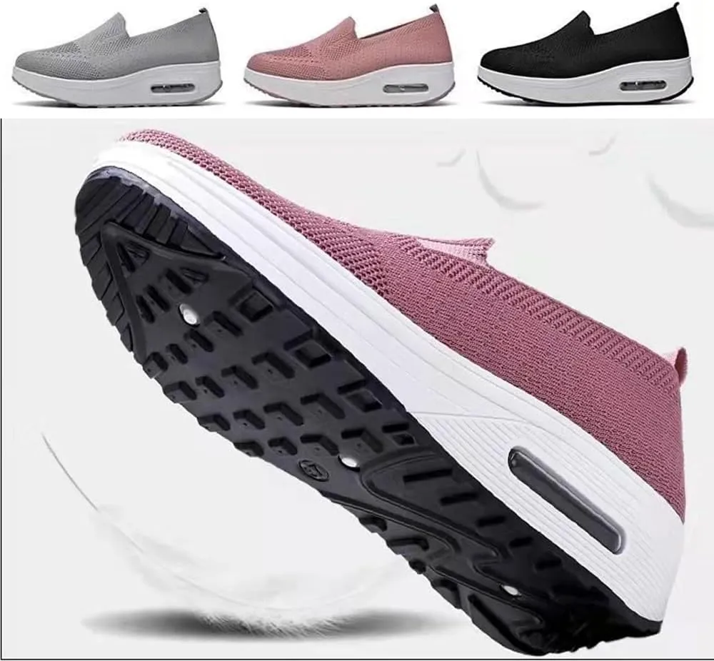 Vogany Shoes Orthopedic Sneakers Women, Women's Comfortable Breathable Knitted Sneakers, Slip on Breathable Mesh Platform Stretch Soft Shoes