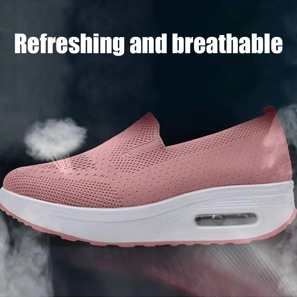 Vogany Shoes Orthopedic Sneakers Women, Women's Comfortable Breathable Knitted Sneakers, Slip on Breathable Mesh Platform Stretch Soft Shoes
