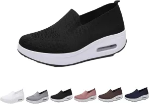 Vogany Shoes Orthopedic Sneakers Women, Women's Comfortable Breathable Knitted Sneakers, Slip on Breathable Mesh Platform Stretch Soft Shoes