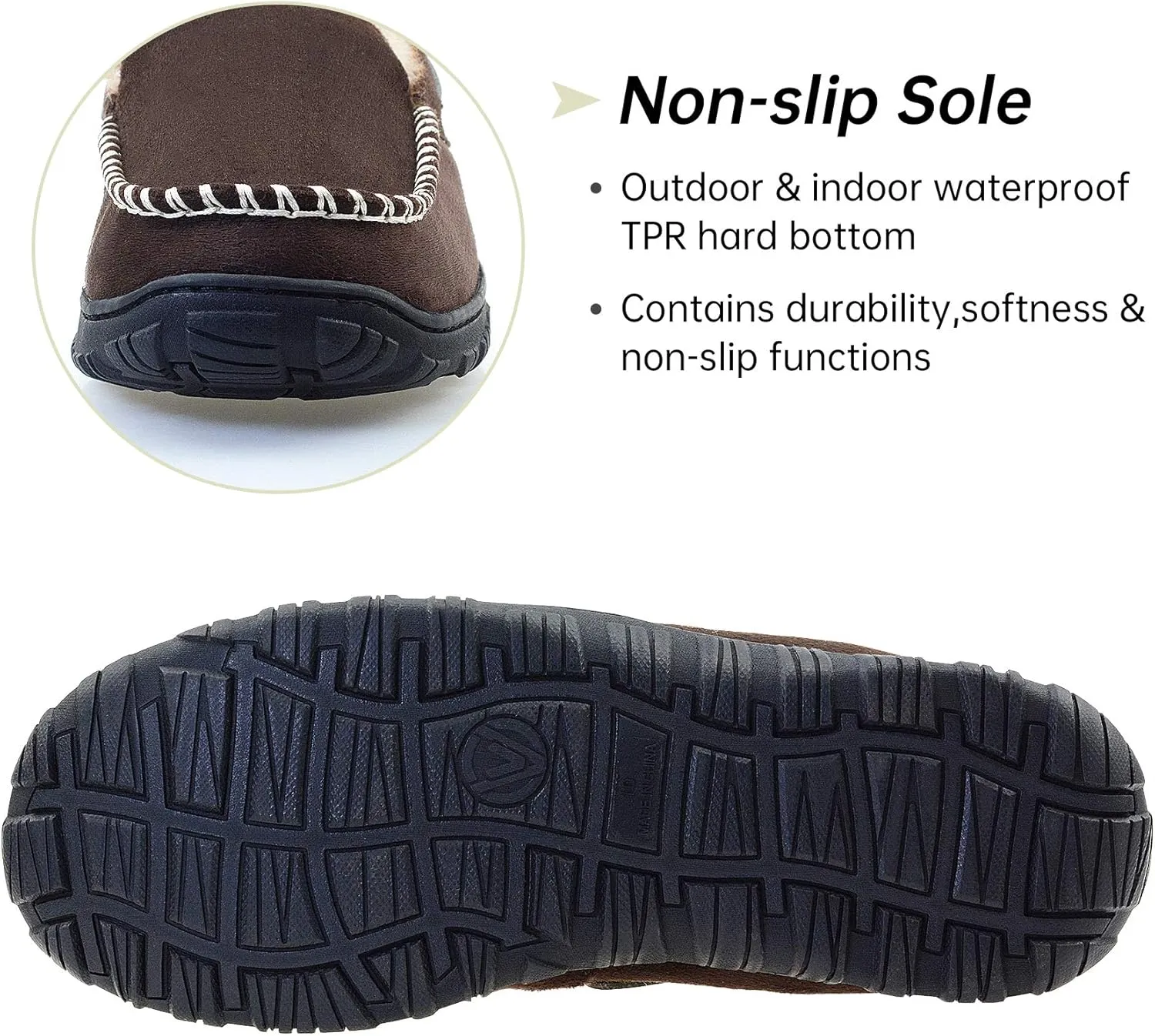 Vonair Mens Moccasin Slippers Indoor Outdoor Slip on Warm House Shoes Breathable Moccasins for Men