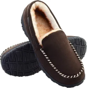 Vonair Mens Moccasin Slippers Indoor Outdoor Slip on Warm House Shoes Breathable Moccasins for Men