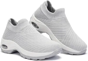 Walking Shoes Women Slip On Sock Sneakers Mesh Non Slip Shoes Air Cushion Platform Loafers