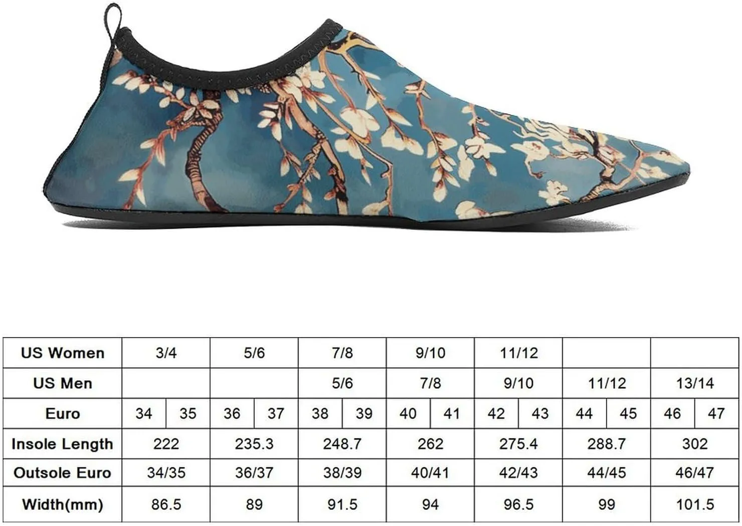 Water Shoes for Women Men Almond Blossom Water Sports Shoes Slip-on Breathable Lightweight Athletic Aqua Sock