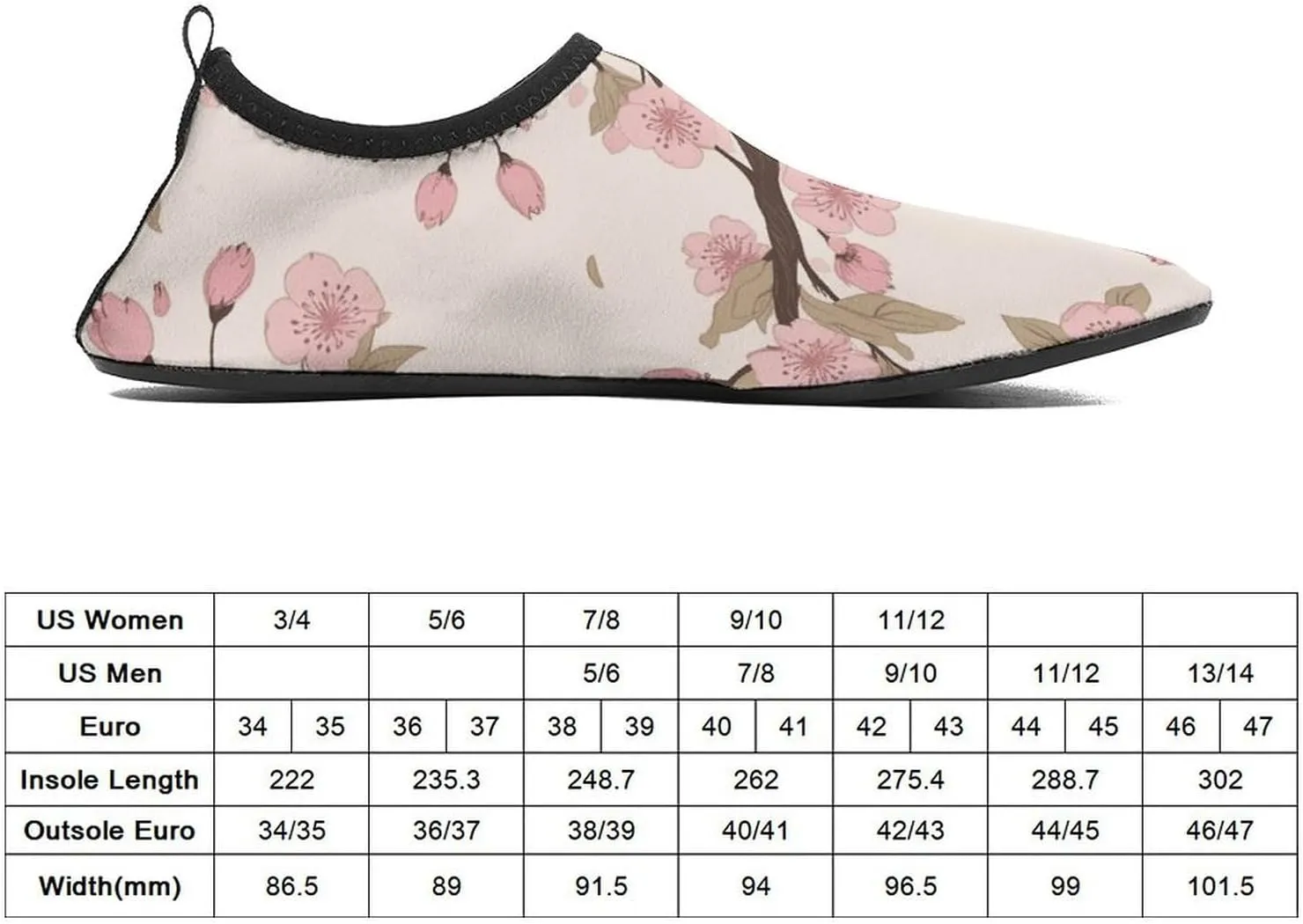 Water Shoes for Women Men Romantic Cherry Blossoms Water Sports Shoes Slip-on Breathable Lightweight Athletic Aqua Sock