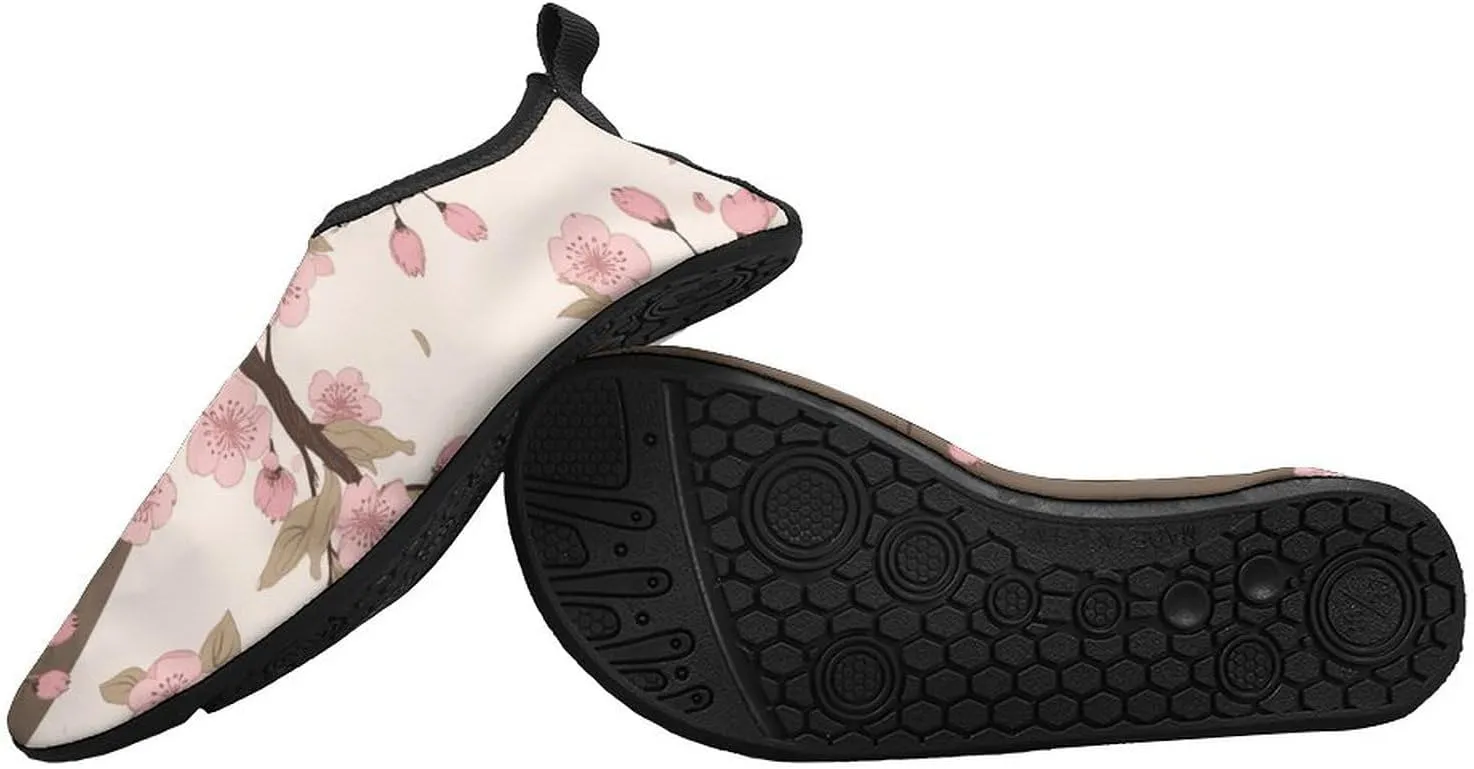 Water Shoes for Women Men Romantic Cherry Blossoms Water Sports Shoes Slip-on Breathable Lightweight Athletic Aqua Sock