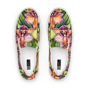 Watercolor Orchids Women’s Slip-on Canvas Shoes