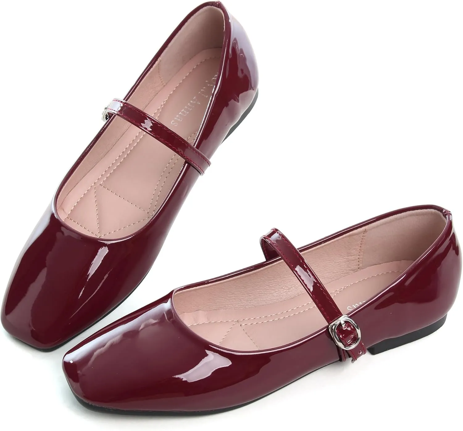 WENJIAZHIZHI Women's Ballet Flats Square Toe Comfortable Mary Jane Shoes Dressy Casual Slip-On Ballerina Working Flats Shoes